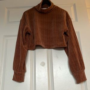 Margot Ribbed Turtleneck Top, Color: Russet, Size XS